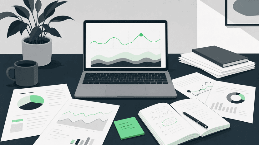 Research notes and analytics data laid out on a desk for evaluating AI tool directories by traffic and curation quality.