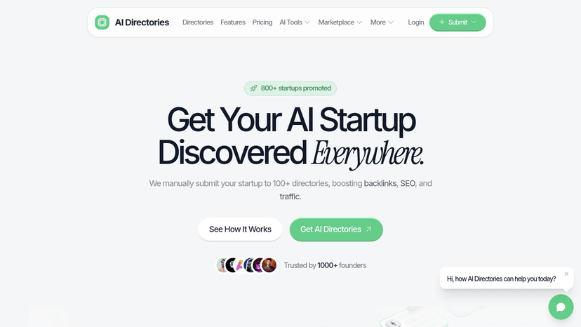 AI Directories homepage screenshot